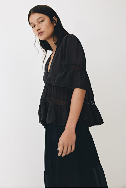 H&M Dantel Detaylı Viskoz Bluz