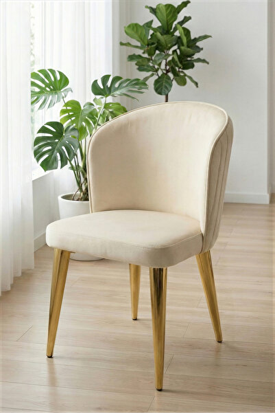 SANDERYA Flow Serisi Krem 1 Adet Modern Yemek Masası Sandalyesi | Mutfak & Sa...