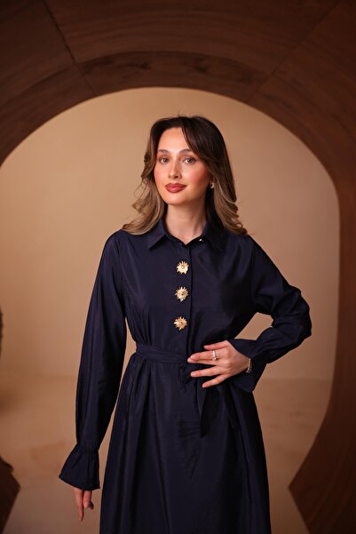 VOICTEC Women's Premium Quality Cupra Shirt Collar Dress