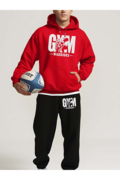 Rayan & Hoor Style Gym printed hooded sweatset - hooded sweatshirt top and bo...