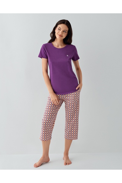 Arnetta Women's Modal/Cotton Short Sleeve Capri Length Pajama Set