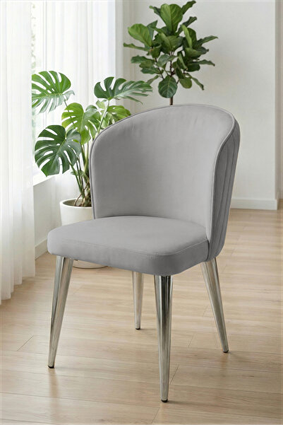 SANDERYA Flow Serisi Gri 1 Adet Modern Yemek Masası Sandalyesi | Mutfak & Sal...