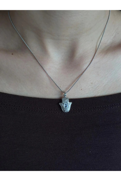 LEROSY CO. Silver Vintage Stone Necklace Women's Steel