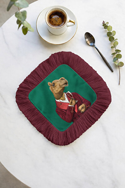 Evimde Bambaşka منديل تقديم أنيق وعصري بنمط حيواني مع حواف مزخرفة - منديل بوه...