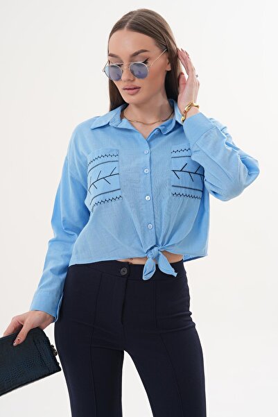 ŞİMAL Cămașă de damă cu legătură în față și detalii brodate 260266