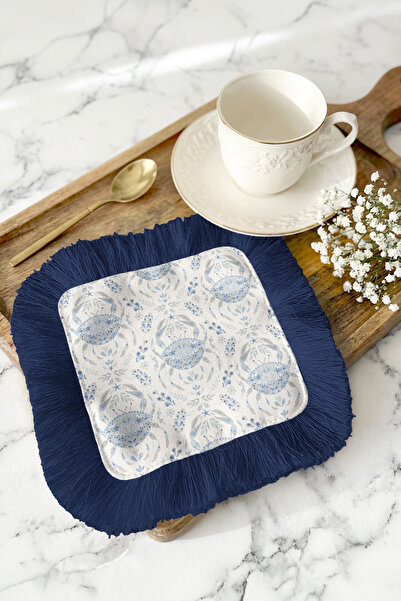 Evimde Bambaşka منديل تقديم أنيق مزين بالزهور وذو حواف مزخرفة - منديل تقديم ب...