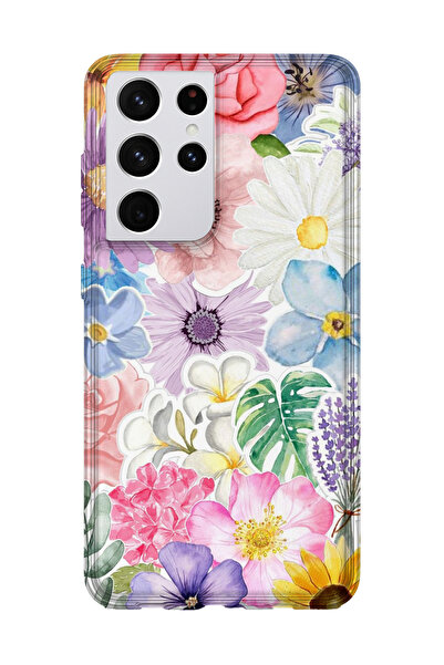 lelia حافظة هاتف شفافة مطبوعة متوافقة مع هاتف سامسونج جالاكسي S21 الترا |   م...