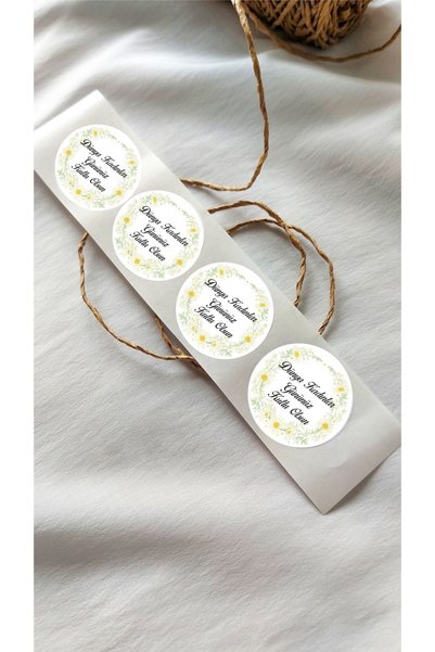 Piksel Grafik Kadınlar Günü Papatyalı Yuvarlak Sticker - 24 Adet Süsleme, Hediye, Paketleme Sticker KG6