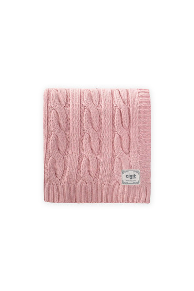 Cigit Hair Knitted Knitwear Blanket 80X100 cm (+/-5 cm) Powder Pink