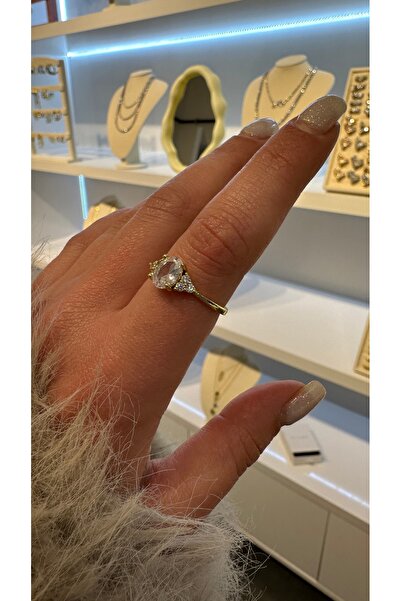 GLARE JEWELRY CO Gümüş Rodyumlu Marquise Diamond Oval Taşlı Tasarım Zirkon Ay...