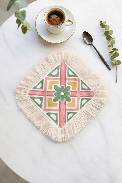 Evimde Bambaşka Χαρτοπετσέτα παρουσίασης με μοτίβο λουλουδιών και κρόσσια - Π...