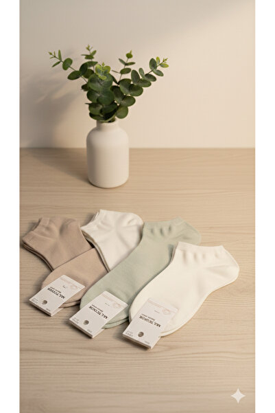 MultiColor Set of 10 Pairs of Women's Short Socks, 80% Cotton