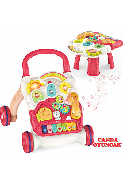 Canda Oyuncak Oturma ve Kalkma Özellikli 4'ü 1 Arada Bebek Yürüteci , Bebek A...