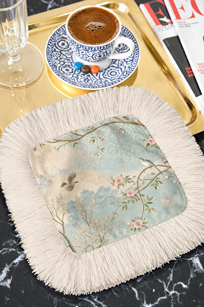 Evimde Bambaşka Șervețel de prezentare de lux cu pene de pasăre și flori - Șe...