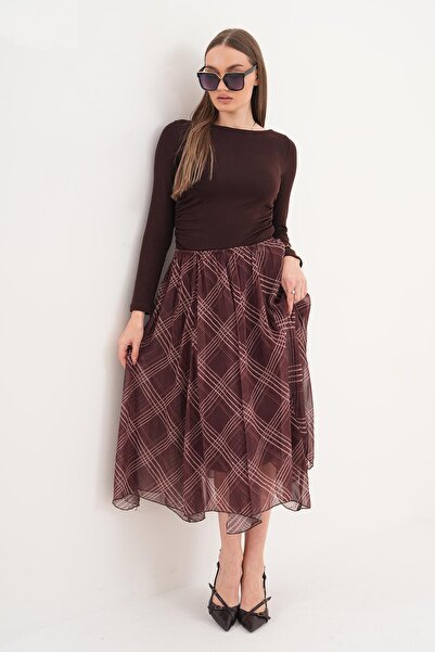 ŞİMAL Жіноча спідниця з підкладкою з шифону з візерунком 260274 -