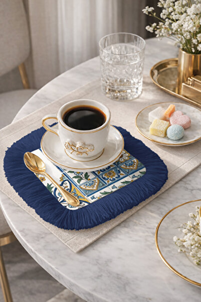 Evimde Bambaşka Șervețel de prezentare cu franjuri și motiv de plăci de cărăm...