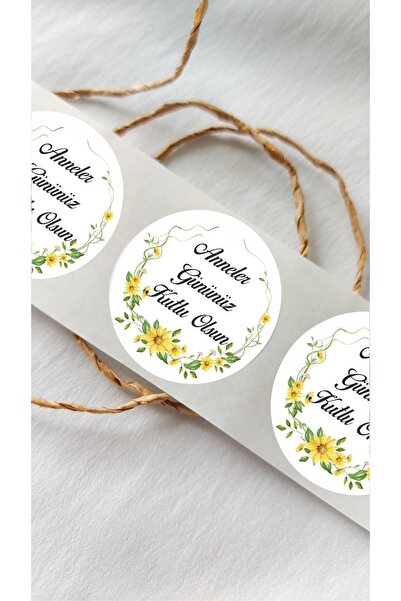 Piksel Grafik Mother's Day Yellow Daisy Round Sticker - 24 Pieces Decoration,...
