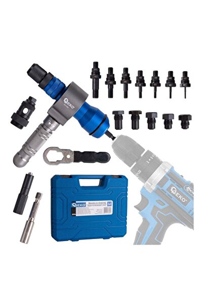 GEKO POP-RIVET ADAPTER WITH RIVETS AND NUTS FOR DRILLING MACHINE