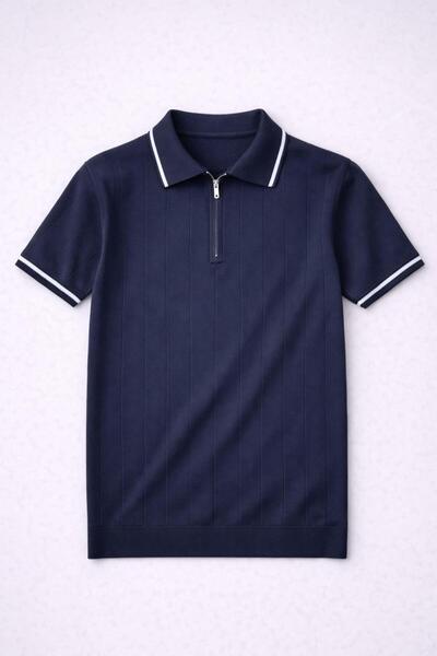 Valiberta Jared Collar Striped Vertical Striped Half Zipper Slim Knitwear Men...