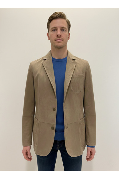 PAOLO FRAMINCO PF-169 KUZU DERİSİ BEJ ERKEK SÜED BLAZER CEKET