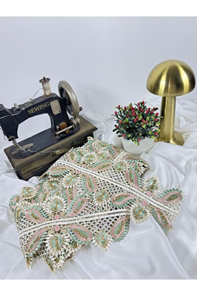 jasmina store gold sim ve yapışma taş detaylı çok renkli dantel