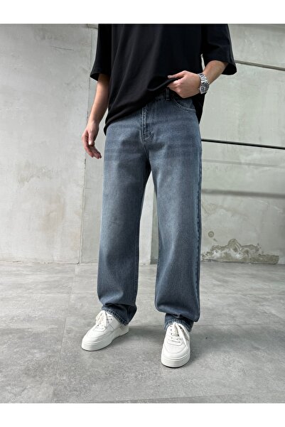 DIFRANSEL JEANS Men's Baggy Fit Blue Washed Jeans