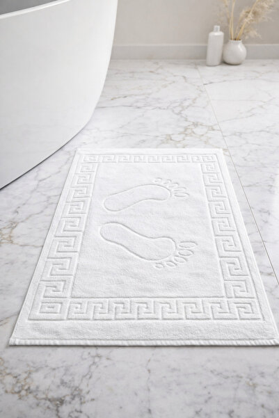 AtelierModa Premium bath mat for feet – embossed sole pattern, soft, absorben...