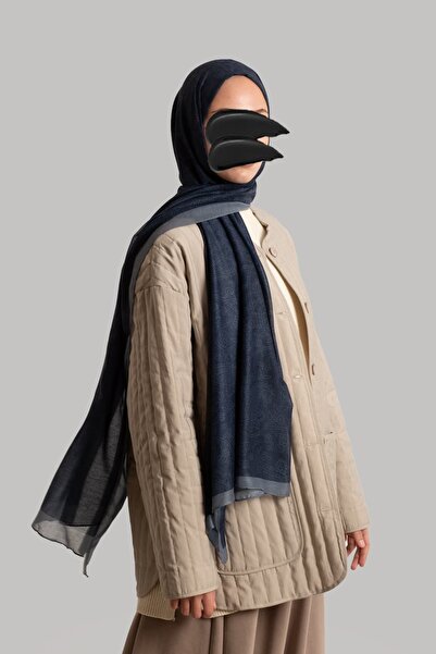 Lemaye Mistik Doku Desenli Pamuk Şal - Lacivert