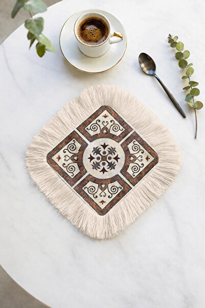 Evimde Bambaşka Șervețel decorativ cu franjuri Mozaik - Șervețel clasic etnic...