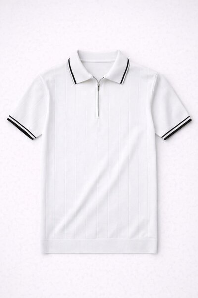 Valiberta Jared Collar Striped Vertical Striped Half Zipper Slim Knitwear Men...