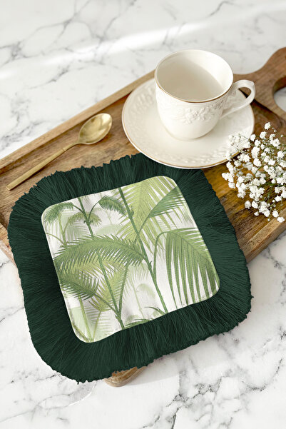 Evimde Bambaşka Șervețel de prezentare cu franjuri și frunze tropicale - Șerv...