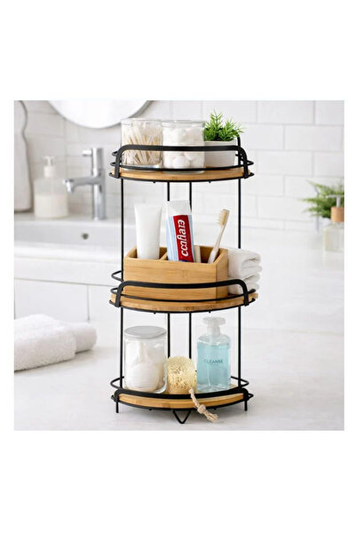 Lumi LUXURY Etajera de Colt cu 3 Niveluri cu Suprafete din Bambus pentru Baie...