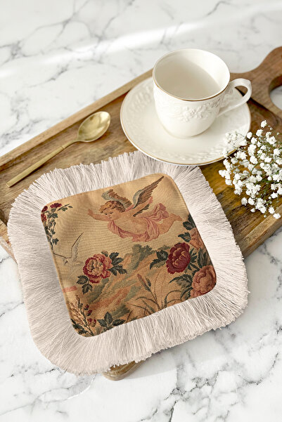 Evimde Bambaşka Șervețel de prezentare cu model de înger, stil vintage, cu fr...