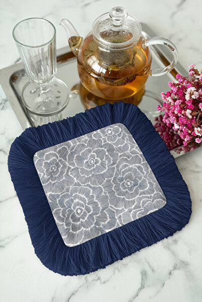 Evimde Bambaşka Κομψή χαρτοπετσέτα παρουσίασης με μοτίβο λουλουδιών και κρόσσ...