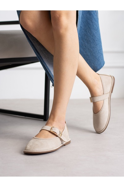 ALEMDAR AYAKKABI Γυναικείες μπαλαρίνες AVENU με κρεμ αγκράφα