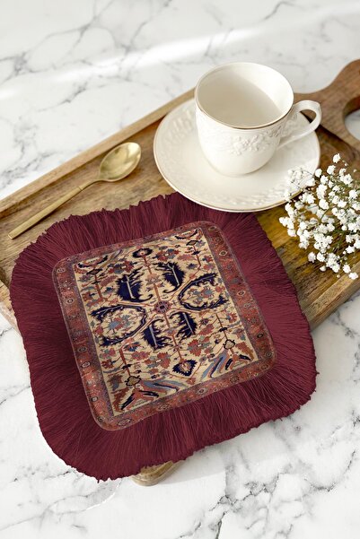 Evimde Bambaşka Șervețel de prezentare boem cu franjuri și motiv autentic - Ș...