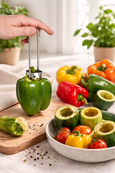 Anadolu Saray Dolmalık Biber, Kabak ve Patlıcan Oyacağı – Paslanmaz Çelik Pra...