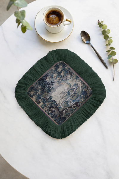 Evimde Bambaşka Șervețel de servire elegant, luxos, în stil baroc, cu franjur...