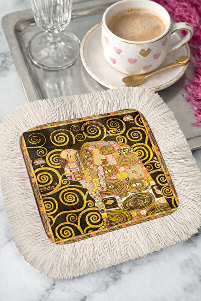 Evimde Bambaşka Șervețel artistic de lux cu franjuri, de culoare cafea - Șerv...