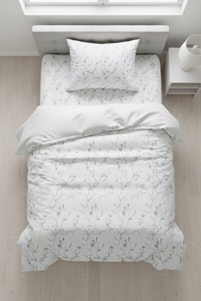 lissehome Minimal Branch Patterned 100% Cotton Single Duvet Cover Set (with Z...