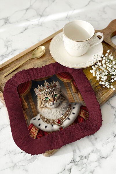 Evimde Bambaşka Șervețel de prezentare cu franjuri cu tematică Pisica Regală ...