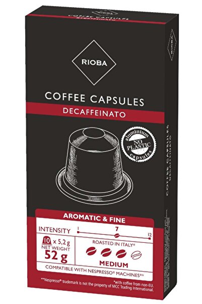 Rioba Capsule de cafea Decafeinato, Compatibile Nespresso, Rioba, 10 capsule