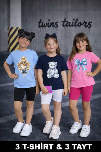 twins tailors Devojčin letnji set od 3 delja: majica i tajice Pamuk komada, o...