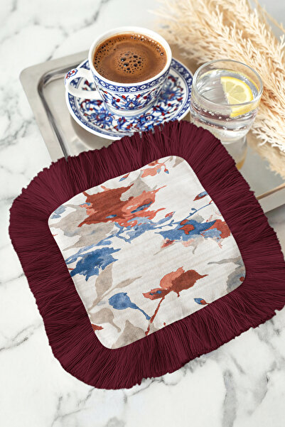 Evimde Bambaşka Πολυτελής χαρτοπετσέτα παρουσίασης με κρόσσια σε στυλ λουλουδ...