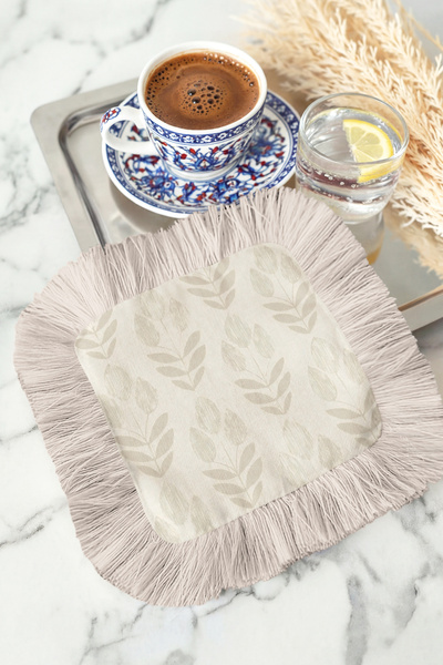 Evimde Bambaşka Κομψά χαρτοπετσέτες σερβιρίσματος με μοτίβο φύλλων και κρόσσι...