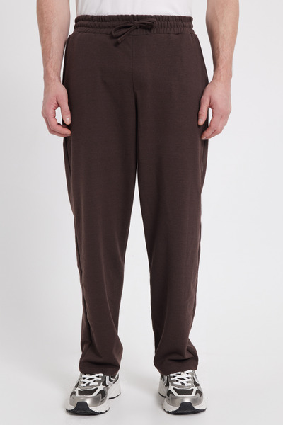 Tudors Men's Brown Cotton Baggy Fit Comfortable Cut Knitted Sweatpants with L...