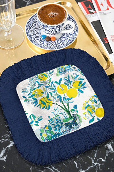 Evimde Bambaşka Χαρτοπετσέτα παρουσίασης Lemon Garden με κρόσσια σε μποέμ στυ...