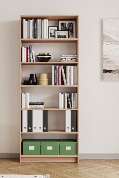 Hofga Bili Kitaplık 5 Raflı Geniş Çok Amaçlı Ofis Salon Kitap Dosya Rafı Meşe