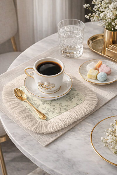 Evimde Bambaşka Stylish Vintage Floral Fringed Presentation Napkin - Elegant ...