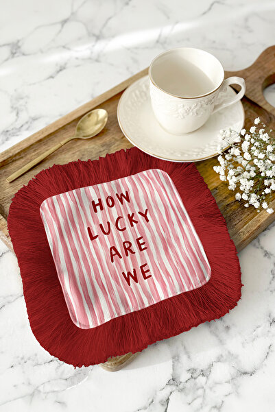 Evimde Bambaşka Πολυτελής ριγέ χαρτοπετσέτα σερβιρίσματος με κρόσσια σε καφέ ...